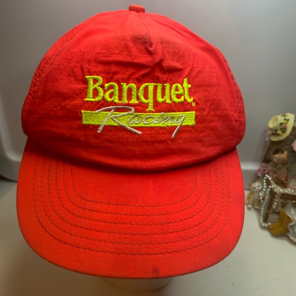 Vintage Banquet Racing Motorsports Nascar Snapback Hat Cap Pink - Picture 1 of 12